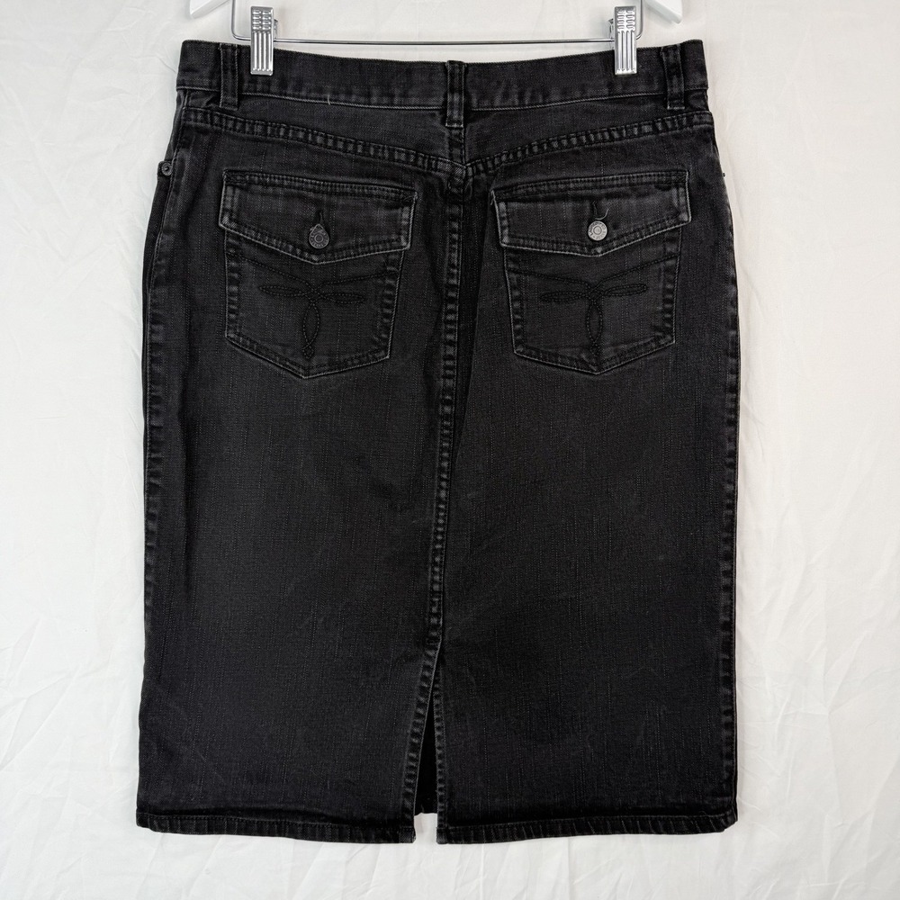 Lauren Jeans Co Ralph Lauren Denim Skirt Women's SZ-8 Black Stretch Cotton - Picture 7 of 15